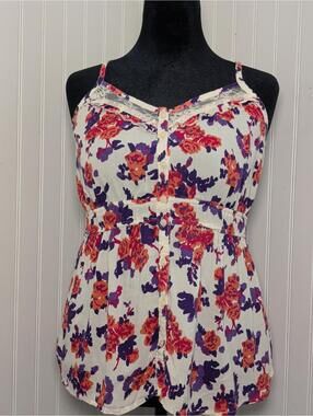 Decree Floral Print Cottagecore Spaghetti Straps Top L/G